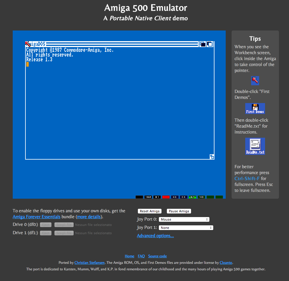 Amiga Emulator Startup